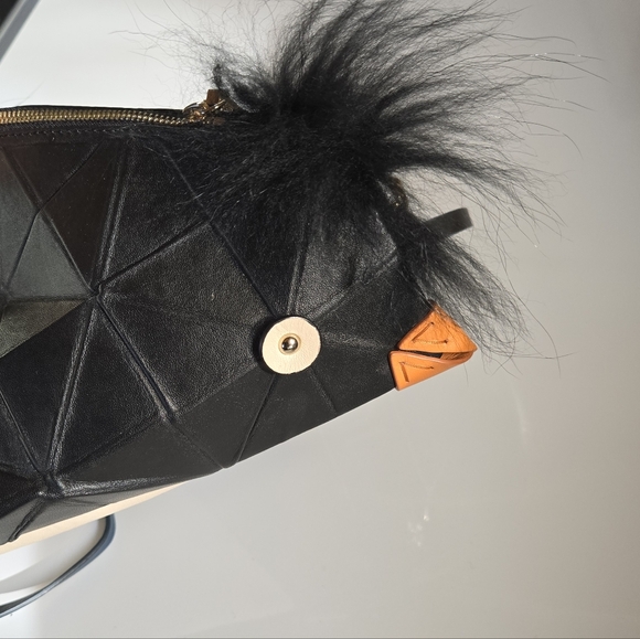 Purificacion Garcia Origami Handbag Crossbody Purse Pengui Penguin Black Leather - Picture 10 of 15